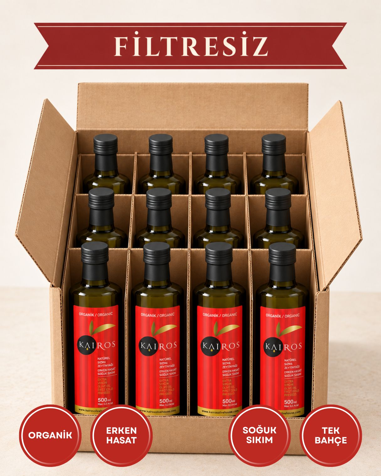 Yeni Hasat ,Naturel Filtresiz Sızma Zeytinyağı,Soğuk Sıkım,Erken Hasat.,Organik,500 ml